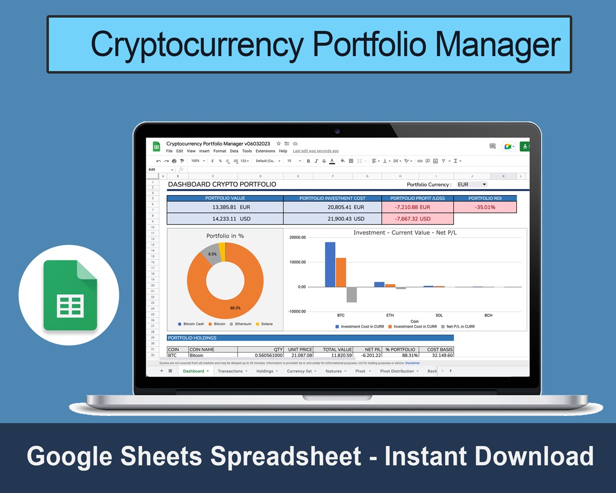 Cryptocurrency Portfolio Investment Journal (with Spreadsheet)