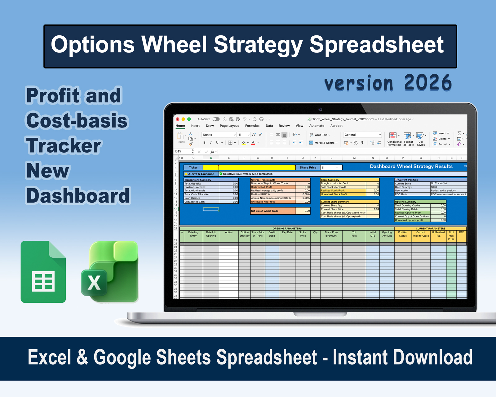 Options Wheel Strategy Spreadsheet options trading journal spreadsheet for wheel strategy
